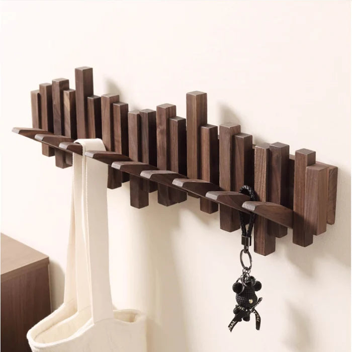 Stylish Wall Mounted Coat Rack with Flip-Up Hooks - Perfect for Home Decor