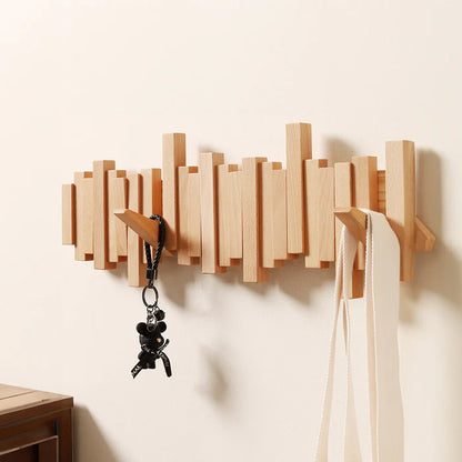 Stylish Wall Mounted Coat Rack with Flip-Up Hooks - Perfect for Home Decor