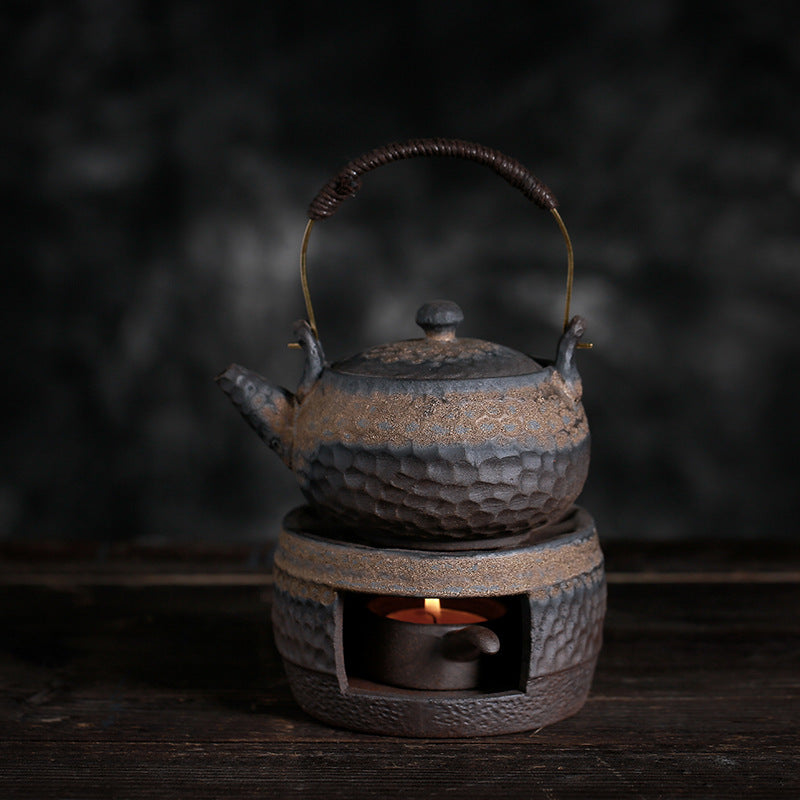 Handmade Japanese Ceramic Teapot Warmer Set – Gilt Iron Glaze