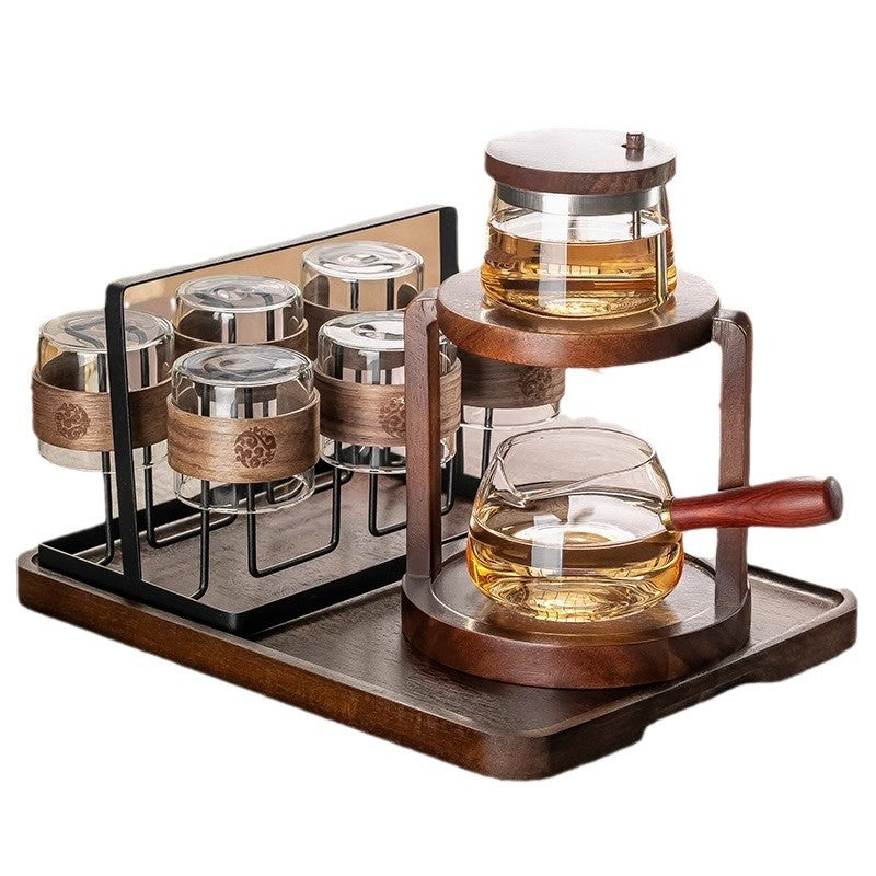Modern Chinese-Style Glass Teapot with Wooden Handle