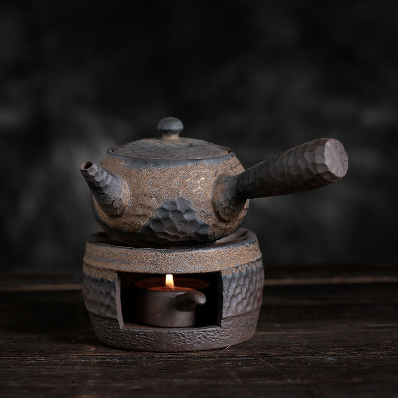 Handmade Japanese Ceramic Teapot Warmer Set – Gilt Iron Glaze