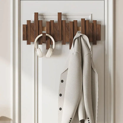 Stylish Wall Mounted Coat Rack with Flip-Up Hooks - Perfect for Home Decor