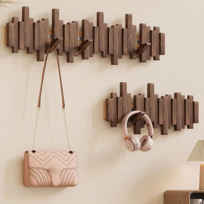 Stylish Wall Mounted Coat Rack with Flip-Up Hooks - Perfect for Home Decor